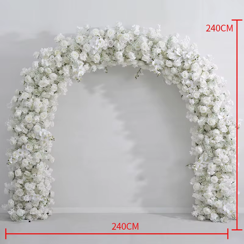 Arc de Rose Fenella blanc surdimensionné de 240CM, décor Floral d'hortensia monochromatique pour cér