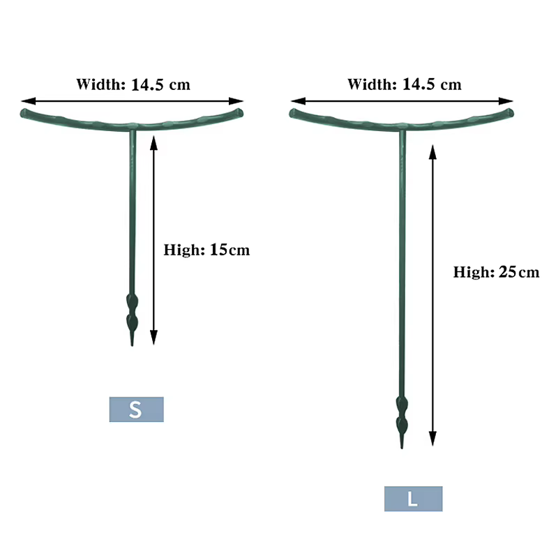 Cage de Support pour plantes de jardin, Support de fleurs en plastique demi-cercle, tige de fixation
