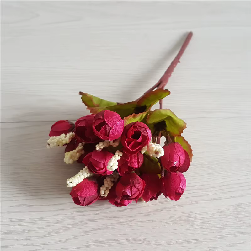 15 têtes/Bouquet petits bourgeons Roses Bract Simulation fleurs soie Rose fleurs décoratives décorat