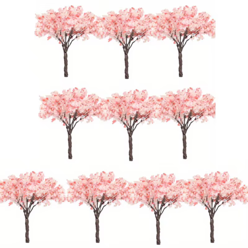 10 pièces 6.5cm Miniature cerisier fleur arbre modèle hauteur 65mm plante Diorama Kits bricolage Tab