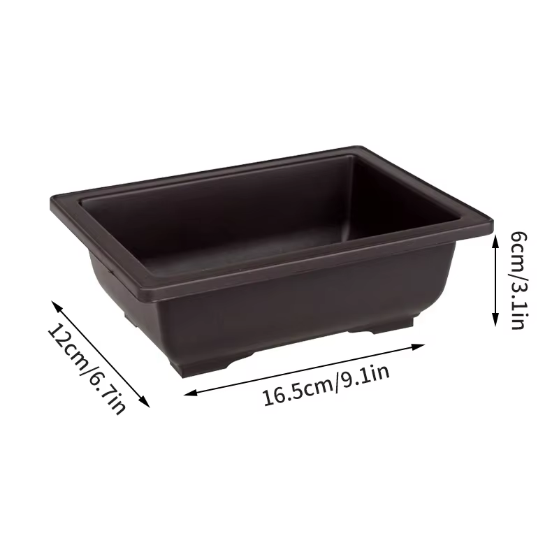Pots à bonsaï ovales en plastique, pot à fleurs rectangulaire avec plateau de drainage, pot à bonsaï