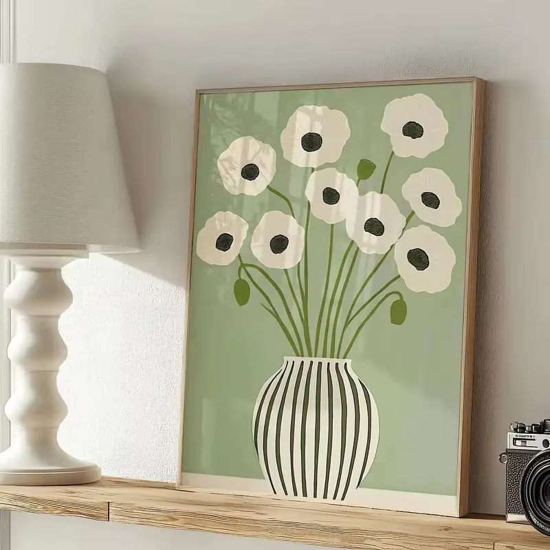 Affiche murale décorative bohème avec impression florale, art floral printemps/été, décoration pour