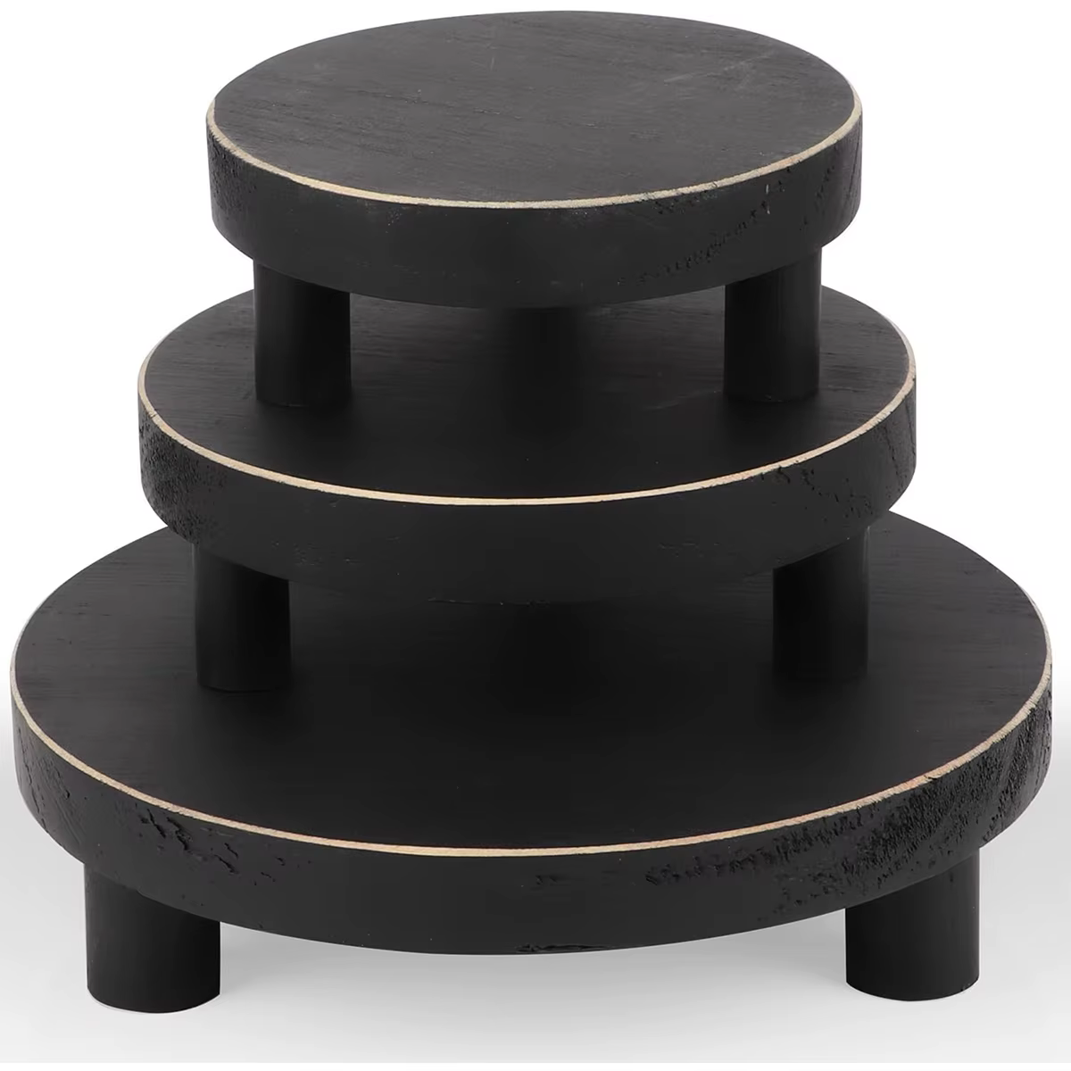 Support de plantes en bois, 3 pièces, tabouret en bois d'intérieur et d'extérieur, présentoir rond,