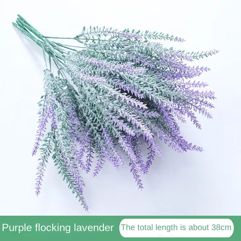 Fleur de lavande artificielle, décoration de mariage pour la maison, fausse plante floquée, Bouquet 