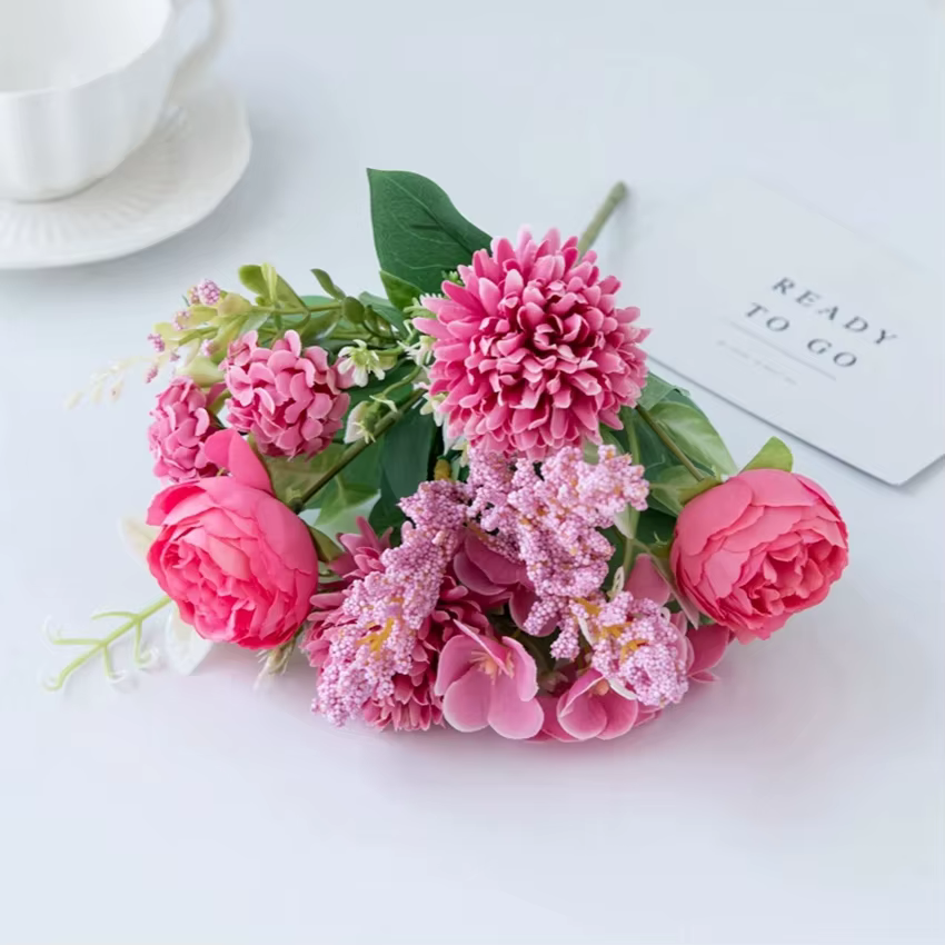 Fleurs artificielles brodées boules pivoines couronne de mariage maison chambre Table jardin extérie