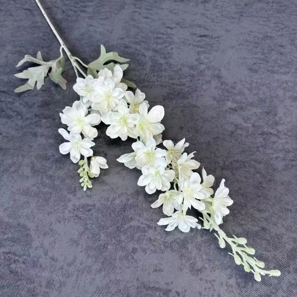 Nouvelles Grandes Fleurs Artificielles de Delphinium à 2 Branches, Fleurs Artificielles en Soie Floq