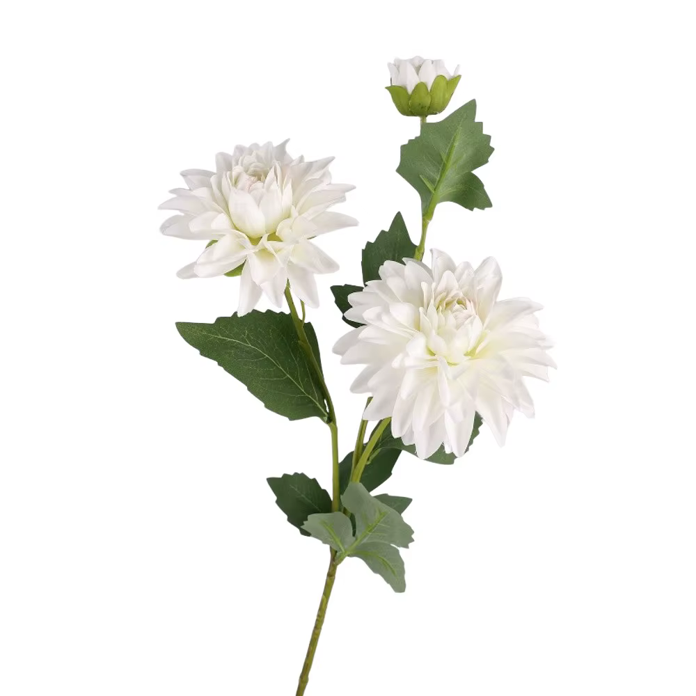 Fleur de Dahlia Artificielle de 76 cm de Long, 3 Têtes, Branche Longue, Fleur en Soie, Arrangement F