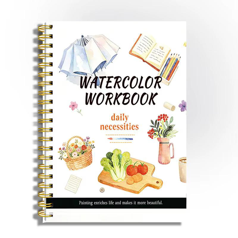 Cahier d'exercices de fleurs en aquarelle à spirale, guides en papier épais pour les artistes débuta