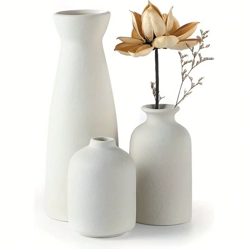 Ensemble de Vase en céramique bohème 3 pièces, Vase de décoration de maison de ferme bohème moderne,