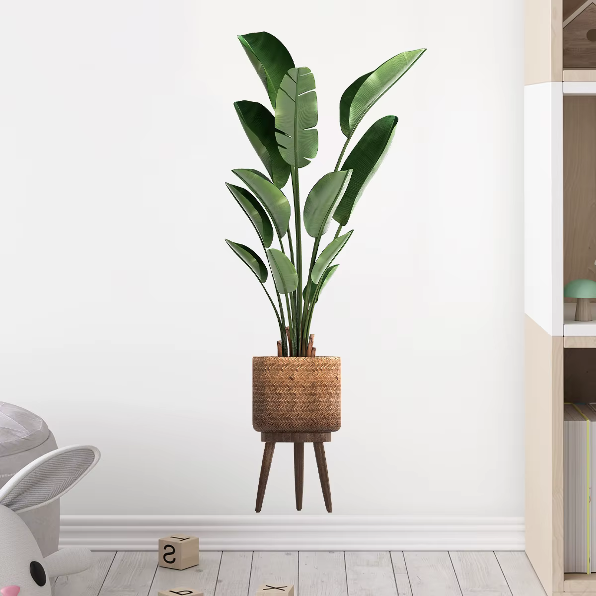 Autocollant mural ornemental en pot, plante verte de Simulation, pour salon, bureau, chambre à couch