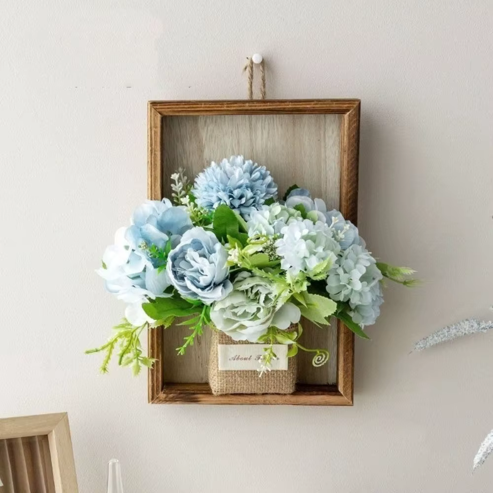 Cadre photo 3D en bois fait main, style rétro, à suspendre, avec fleurs artificielles pour décoratio