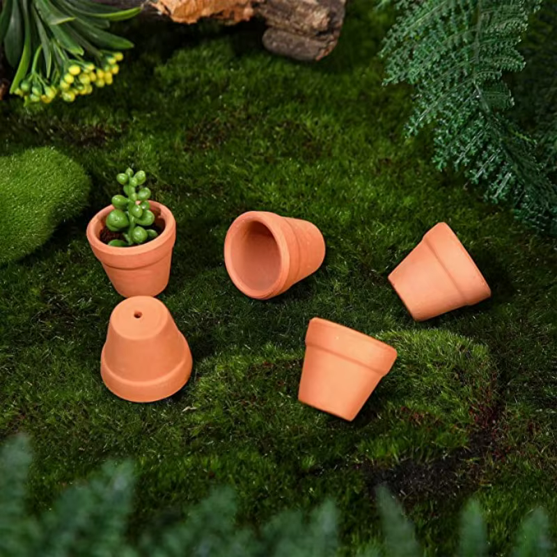 50 pièces minuscules Pots en terre cuite-1.3 pouces petits Mini Pots en argile avec trous de Drainag