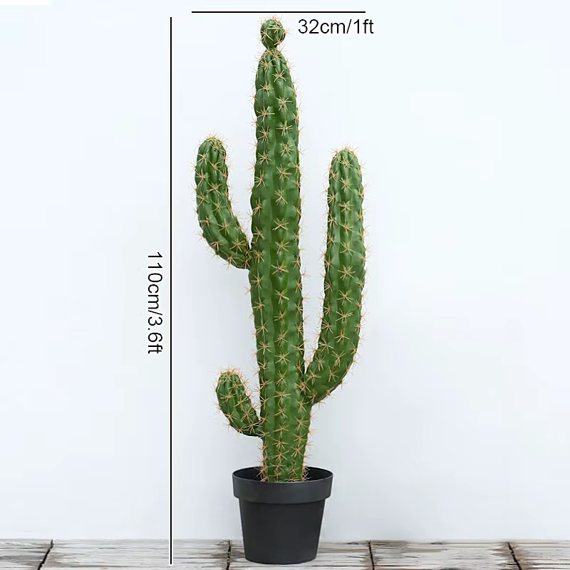 Plante succulente verte artificielle au toucher réaliste avec pot, épine jaune, ornement de balcon,