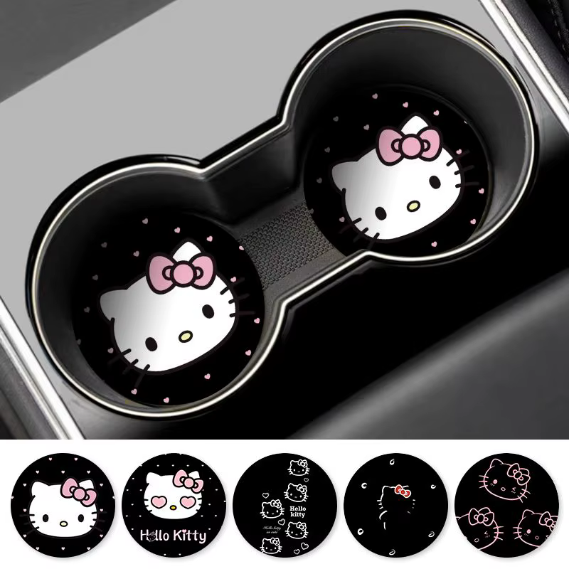Sous-verre imprimé Hello Kitty pour porte-gobelet de voiture, dessin animé mignon, tapis absorbant p