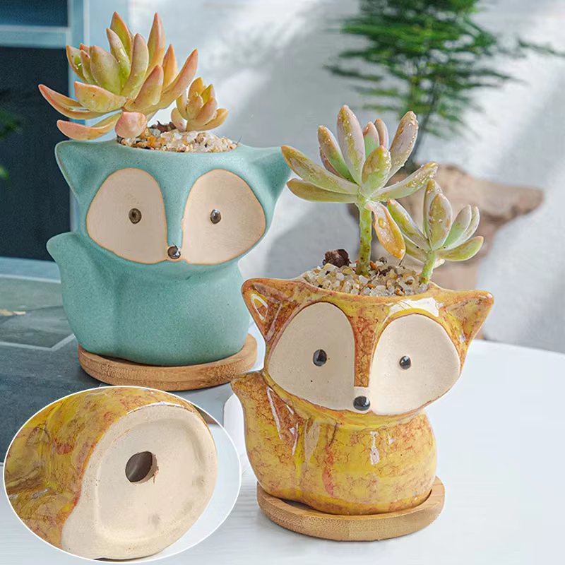 Pot de plantes en forme de renard en céramique, Micro Mini plantes succulentes en Pot, petits Pots d
