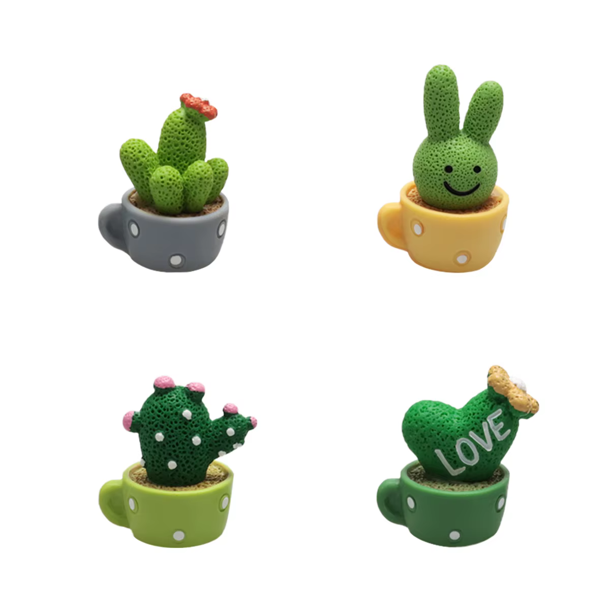 4 décorations de voiture en forme de cactus, bonsaïs en résine, accessoires créatifs pour tableau de
