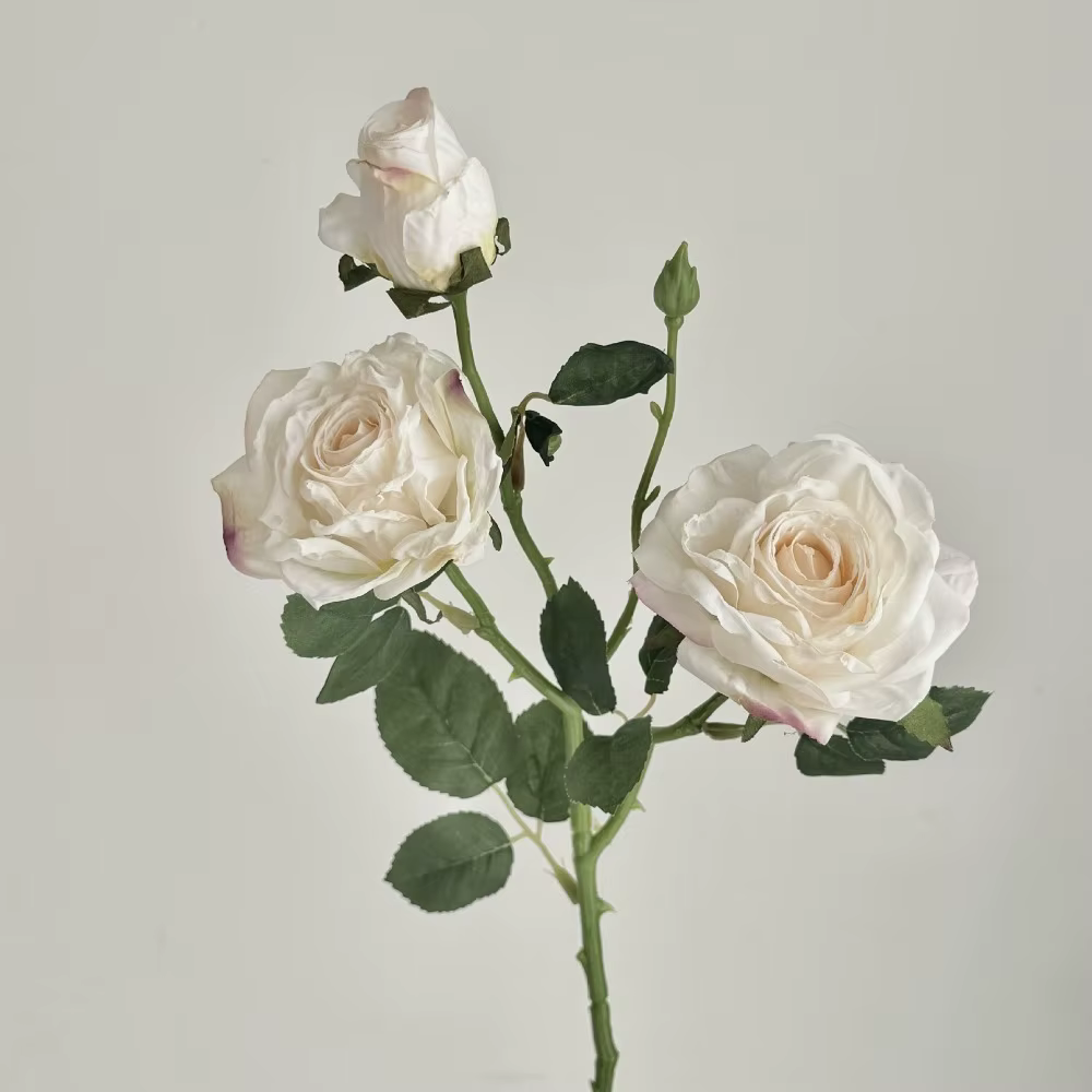 Bouquet de roses artificielles réalistes, fleurs de rose en soie à bords brûlés, simulation romantiq