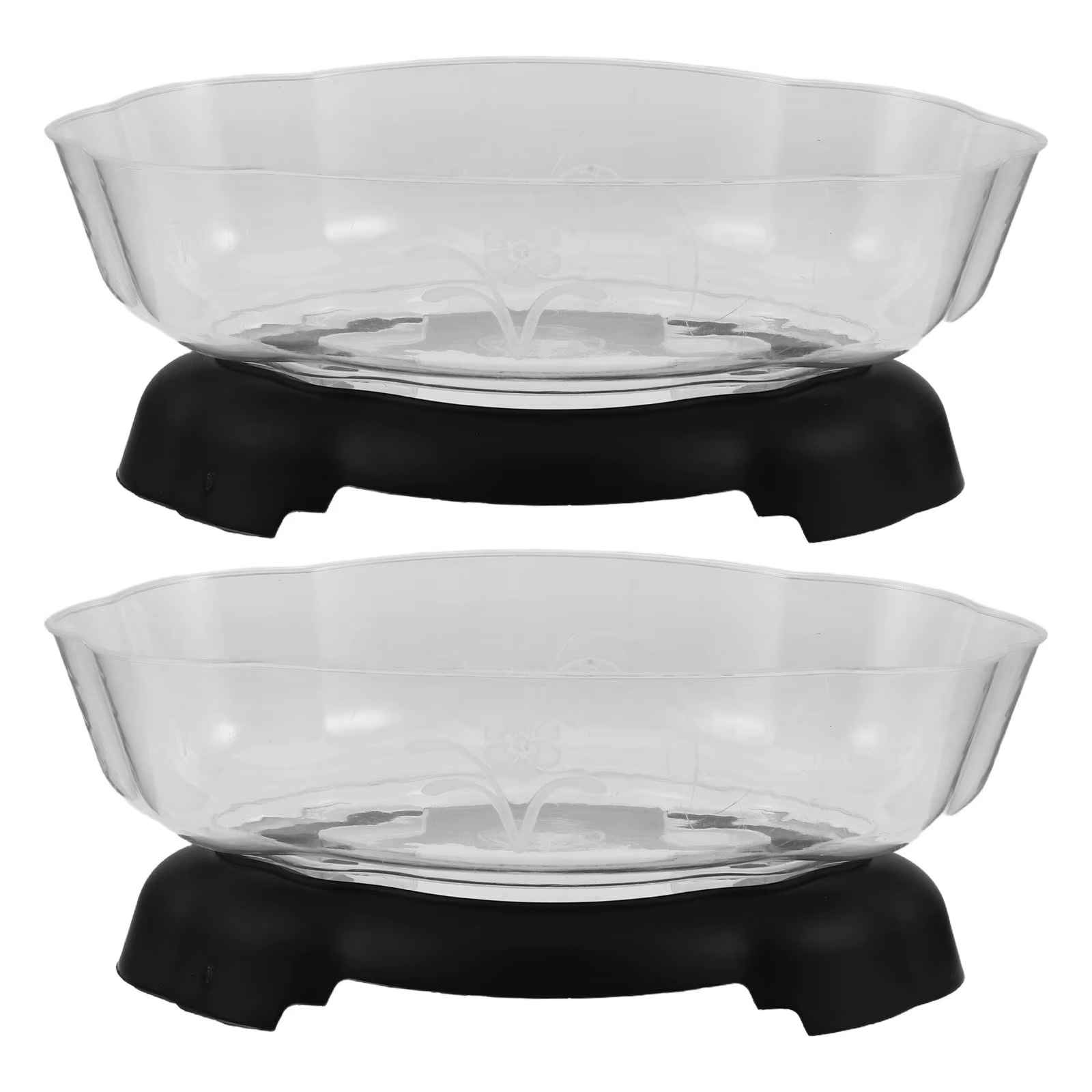 Lot de 2 pots de fleurs transparents en forme de lotus, pour nénuphars, culture hydroponique, conten