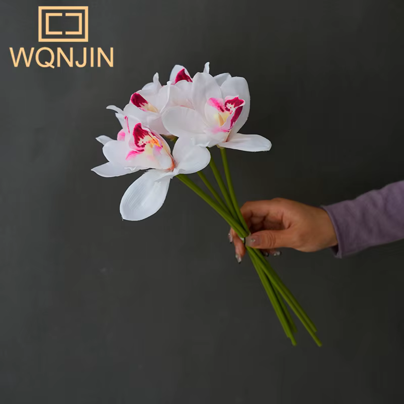 1 Bouquet, Bouquets d'orchidées artificielles à 6 têtes, décoration d'intérieur haut de gamme, burea