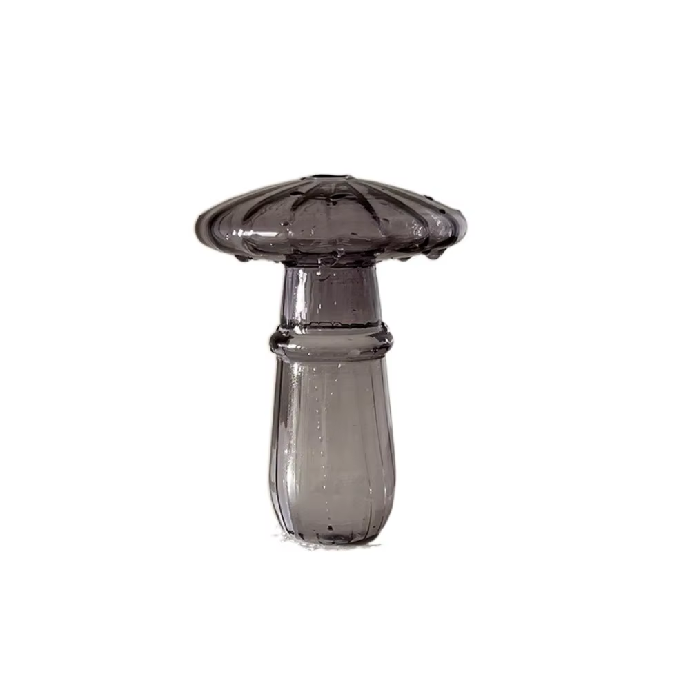 Mini Vase à fleurs en verre Vintage en forme de champignon, Pot de fleur hydroponique créatif Transp
