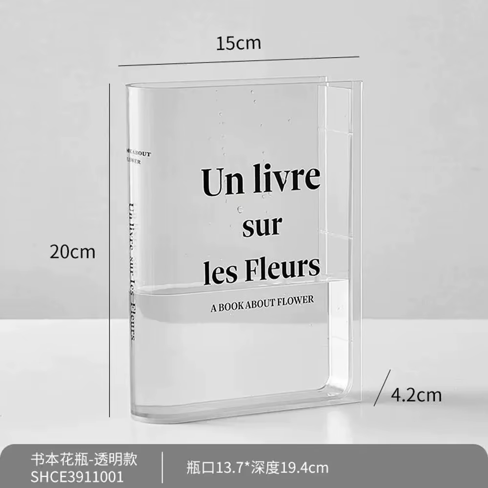 Vase en acrylique avec lettres de livre créatif, Vase à fleurs Transparent artistique, décoratif hyd