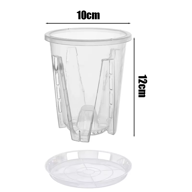 Pot de fleurs en plastique PP transparent respirant avec trous d'aération pour orchidées, drainage a