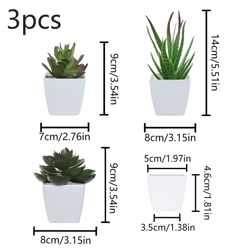 (Un ensemble de 3 pièces) de mini plantes en pot simulées adaptées à la décoration de maisons, de re