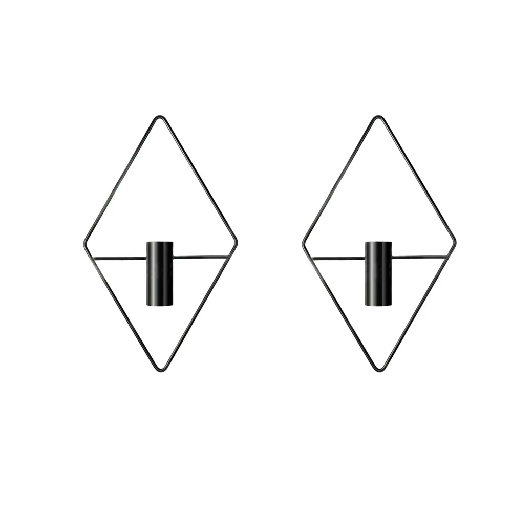 Lot de 2 vases suspendus modernes en fer en forme de losange, décoratifs et minimalistes, en métal n