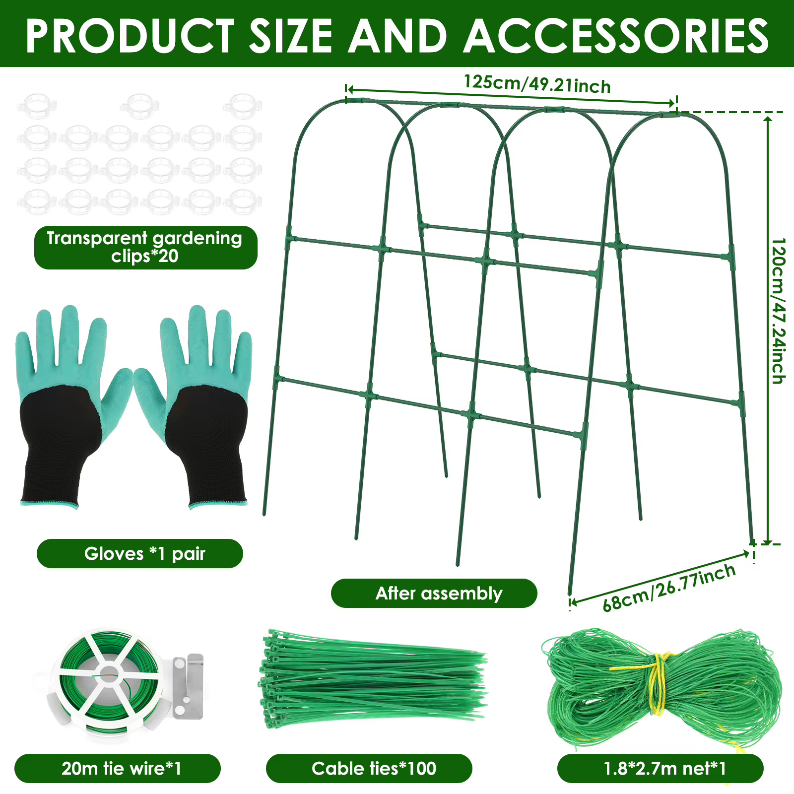 Treillis de concombre en forme de U pour jardin, pour lit surélevé, cadre de Support de concombre, T
