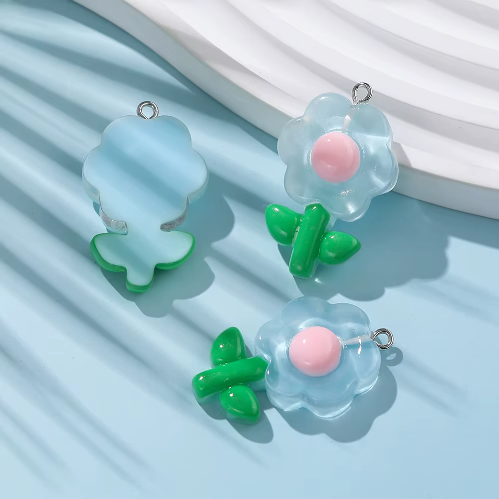 Pendentif tulipe tournesol en résine, 5 pièces/lot, accessoires de fabrication de bijoux faits à la