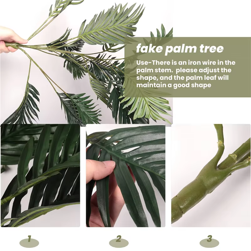 ABYN-Forme de palmier artificielle feuille artificielle fausse plante tropicale grande feuille de pa