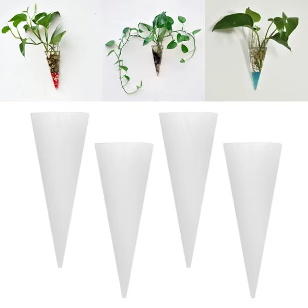 Vase décoratif en verre cône Borosilicate de 16cm de haut, 4 pièces, jardinière transparente pour pl