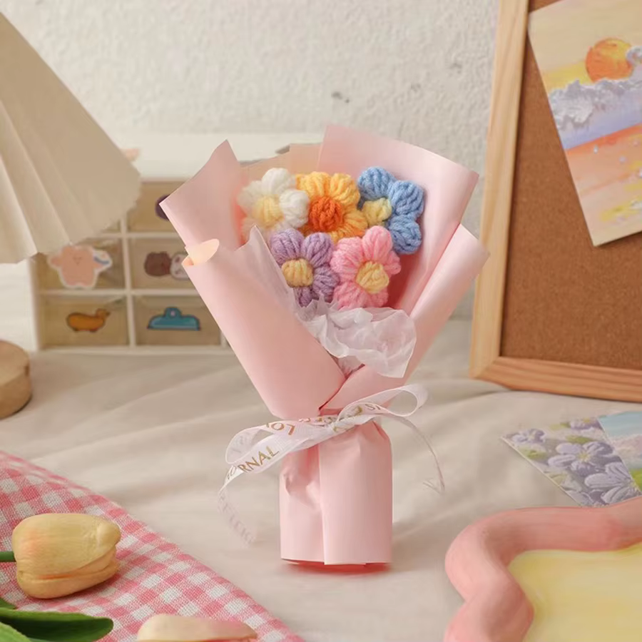 1 pièce de Mini Bouquet de fil fait à la main, saint-valentin, fête des mères, cadeau d'anniversaire