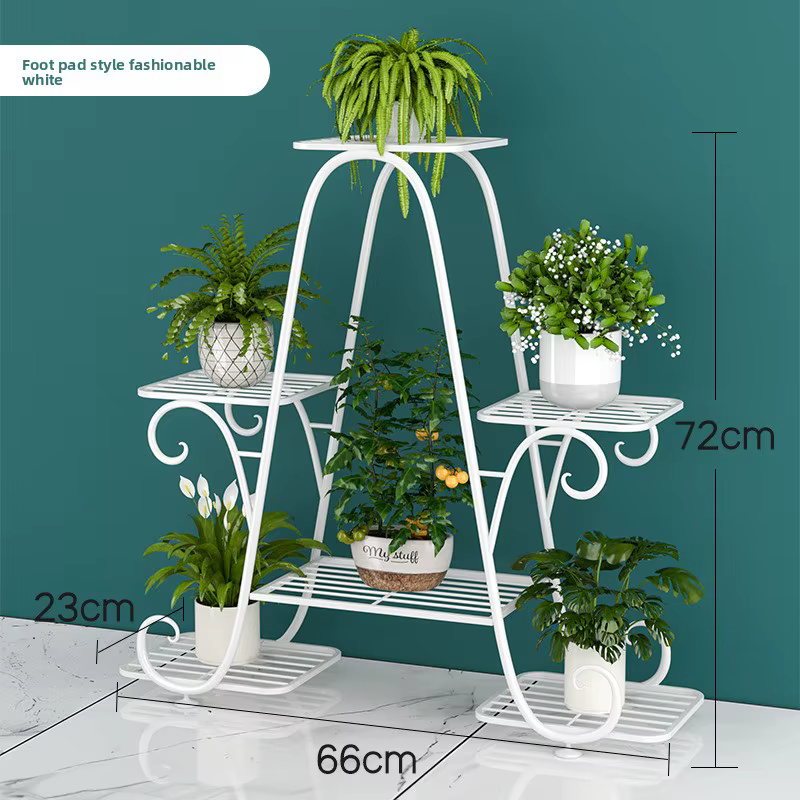 Support de fleurs en fer forgé, support de pot de fleur domestique mobile multicouche du sol au plaf