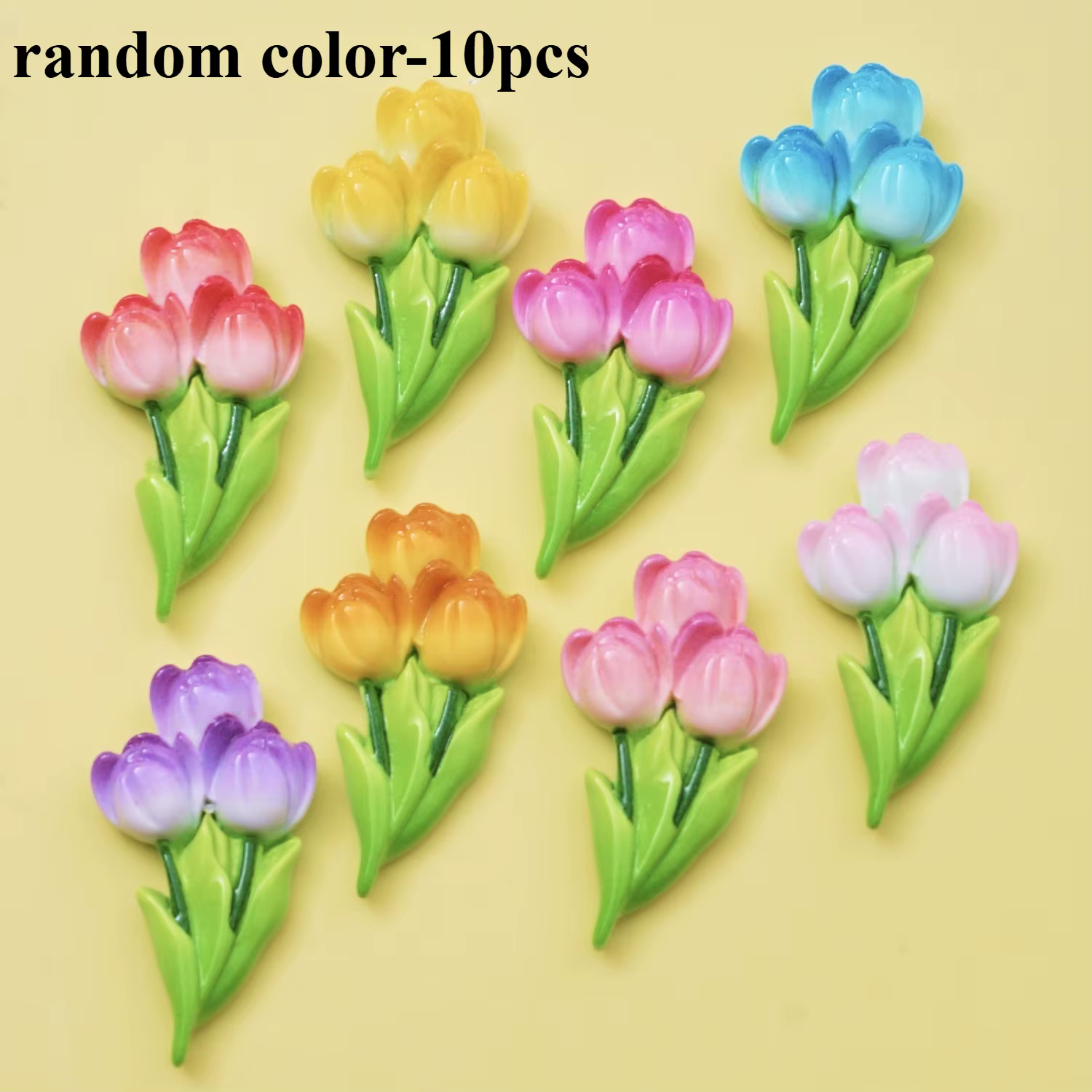 Ensemble de statues de fleurs en résine, 10 pièces, fleurs de tulipe plates pour scrapbooking, artis