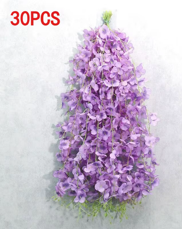 30 pièces de fleurs artificielles de glycine violette élégantes et romantiques pour les arrangements