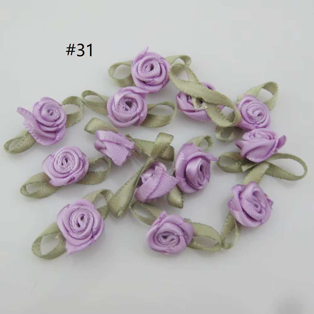 30 couleurs au choix, 50 pièces de rubans à la mode, rosettes en forme de rose avec feuilles, access