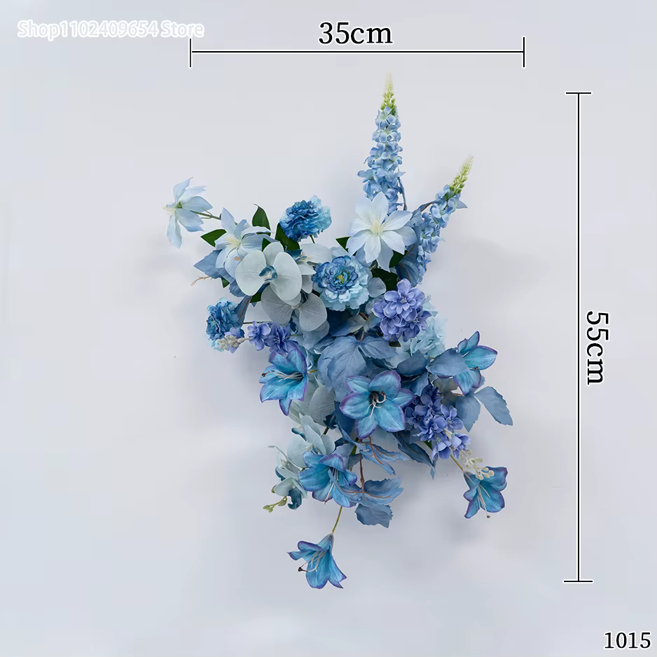 Fleurs artificielles bleues suspendues, rangée de fleurs, décoration de mariage, Arrangement Floral,