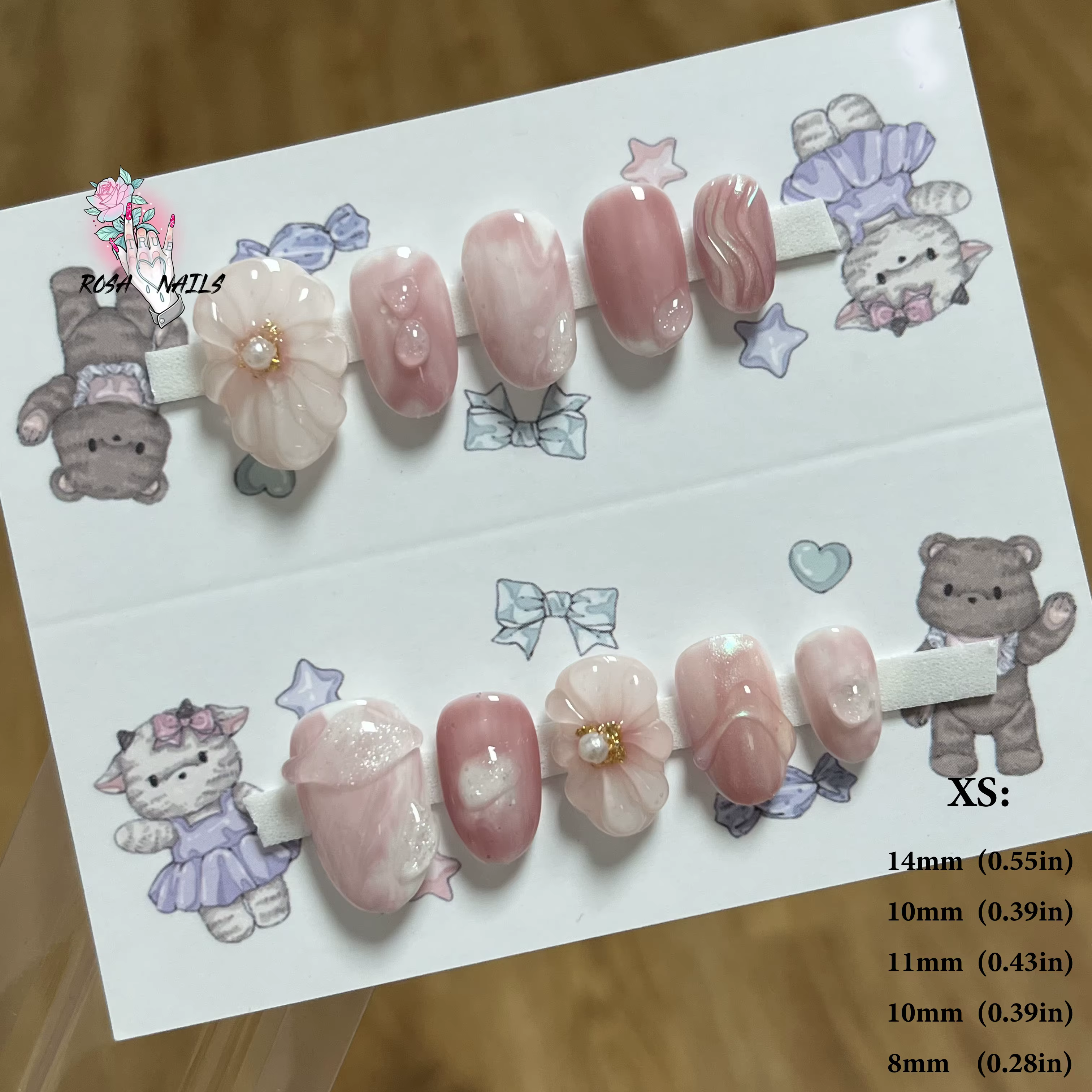 Faux Ongles Courts Roses, Vente en Gros, Ongles Artificiels, Amande, 3D, Conception Florale, Pointes