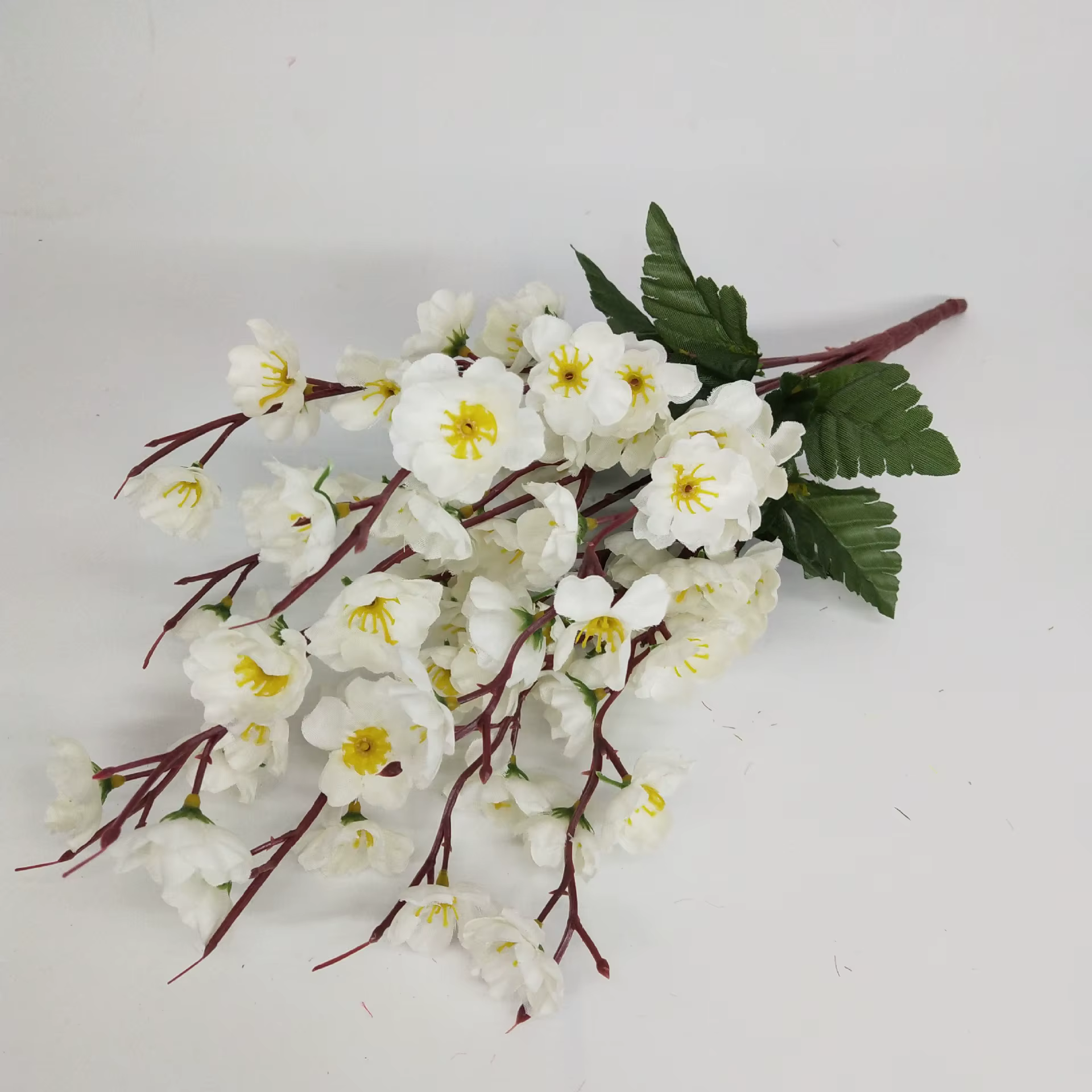 Bouquet de 9 fleurs artificielles de pêcher, idéal pour mariage, décoration de table de salon, aména