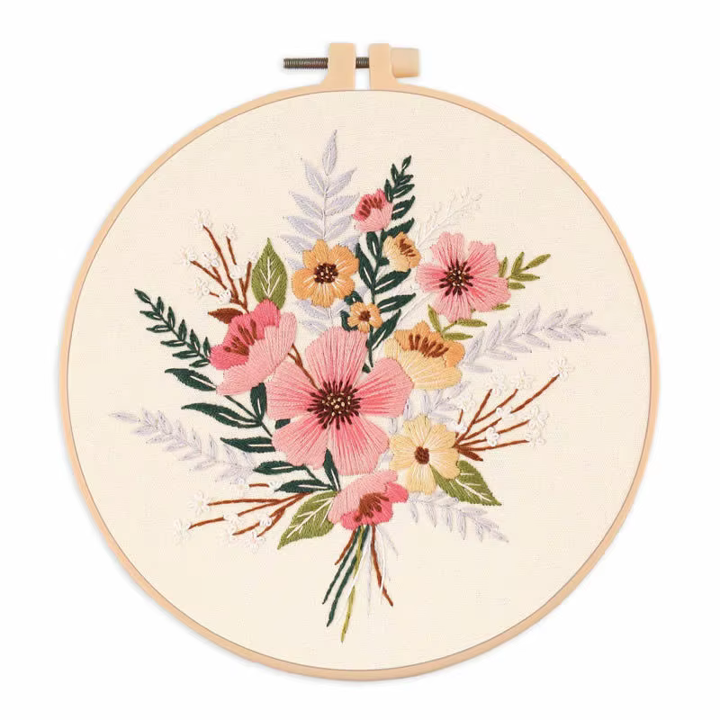 Kit de broderie florale pour débutants, ensemble de point de croix DIY, motif végétal, artisanat de 