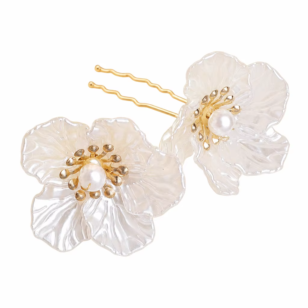 Accessoire de cheveux de mariée, style chinois vintage, épingle à cheveux à fleur blanche et pompon 