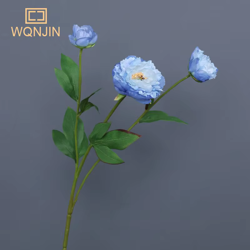 Bouquet de fleurs artificielles pivoines, fausses fleurs, branches roses, blanches et bleues pour la