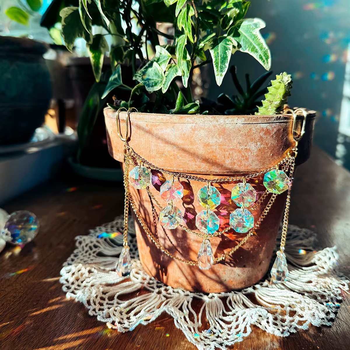 Plante attrape-soleil en cristal, plantes en pot pour décorer des POTS intérieurs, pendentif, décora