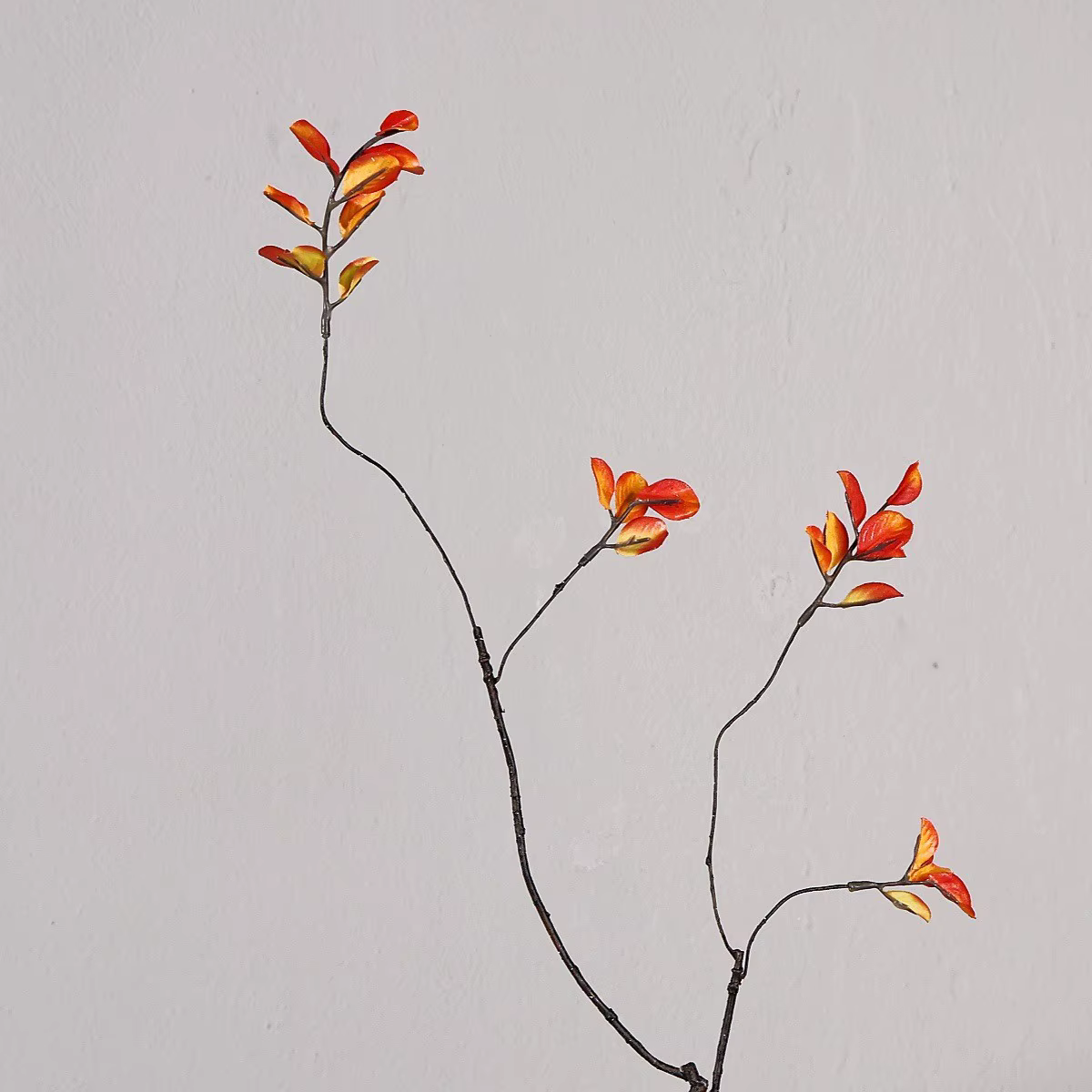 Feuille d'érable rouge artificielle, ornement décoratif de salon, Branches flétries, Vase, Arrangeme