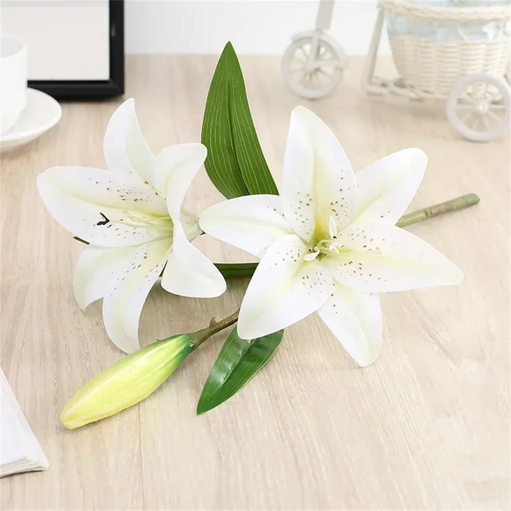 Fleurs de lys artificielles, faux lys au toucher réel, pour la maison, le mariage, le bureau, Arrang