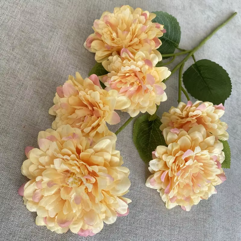 Simulation de branche de Cinerarias à 6 têtes, plante verte en soie, fausses fleurs, fleur artificie