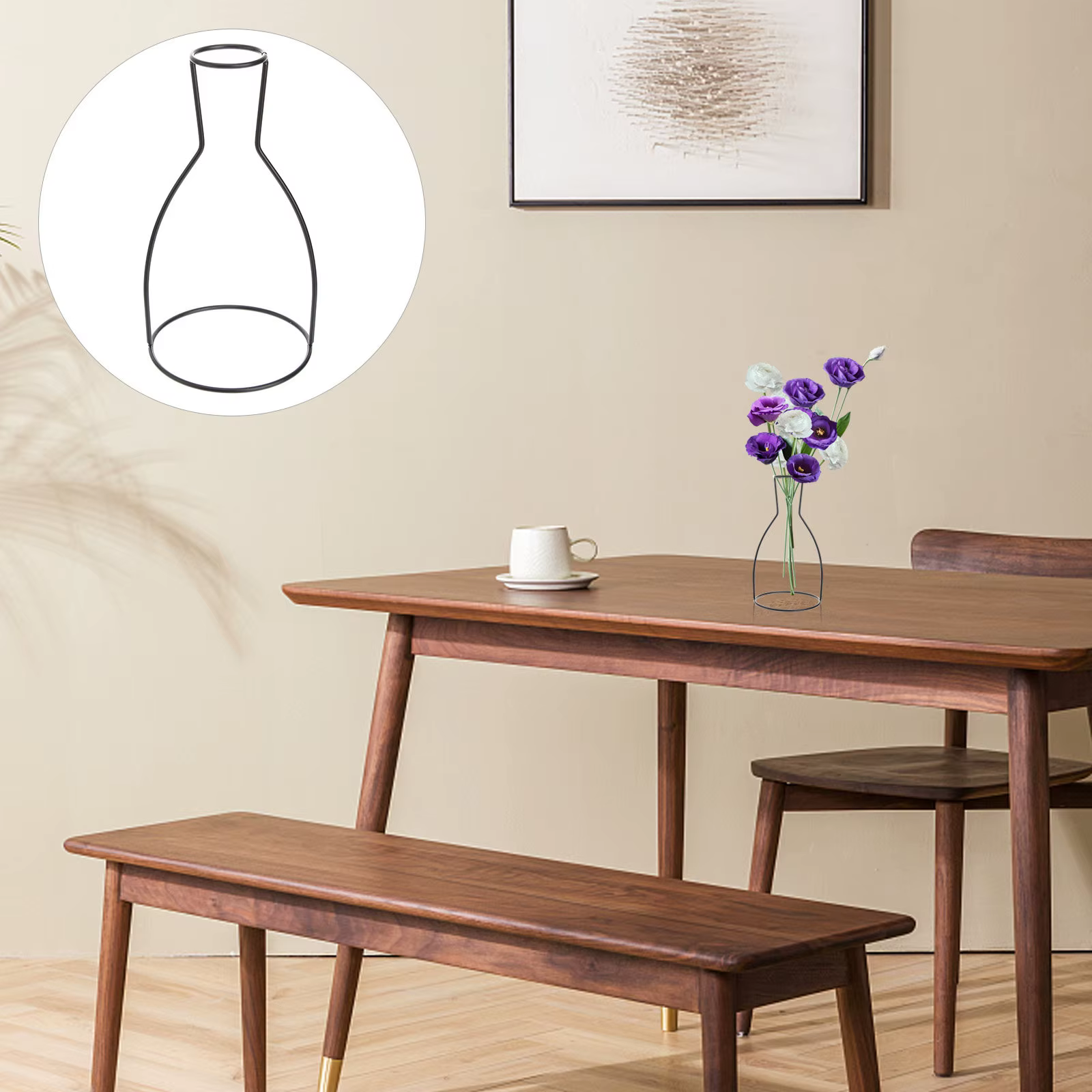 Cadre en fer forgé moderne et élégant pour fleurs séchées, succulentes, plantes aériennes, décoratio