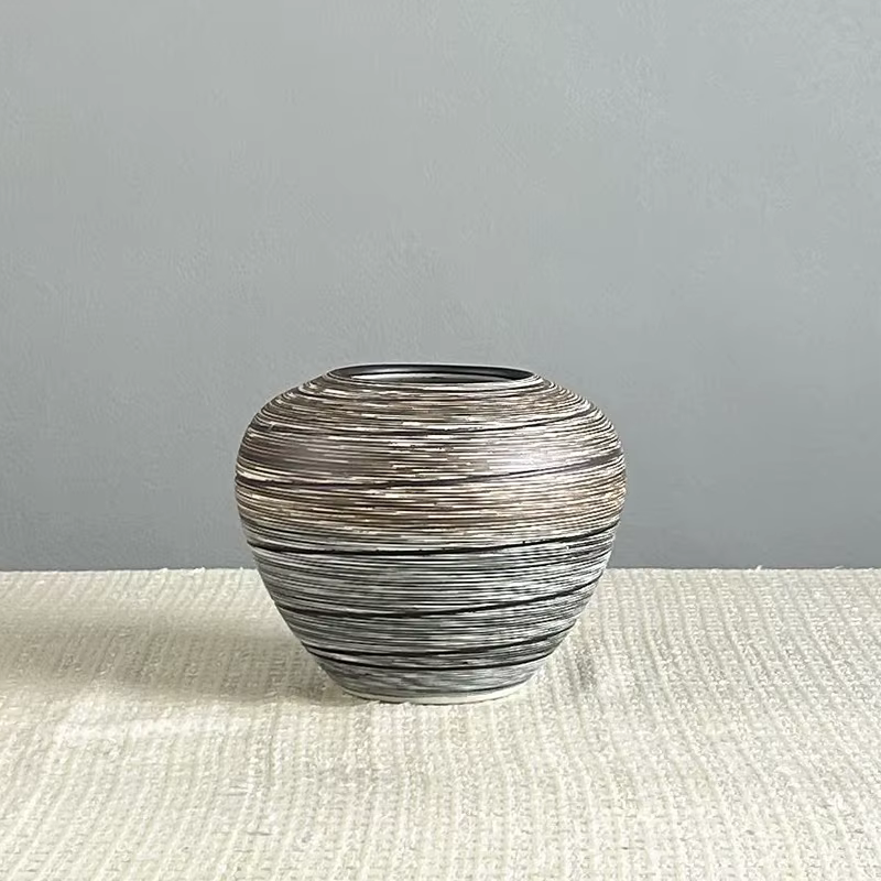 Vase à fleurs en céramique de luxe pour salon, bouteille de poterie grossière rétro, Wabi-Sabi, Arra