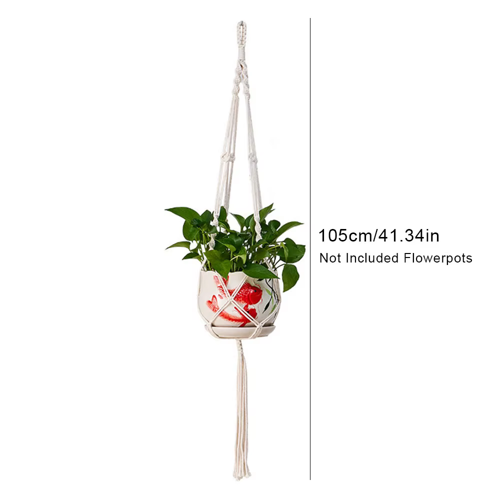 Cintre pour plantes en macramé bohème, panier en corde de coton avec doublure en maille, jardin Vert
